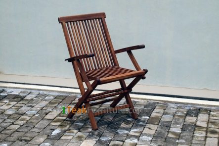 Teak Oiled Folding Arm Chair